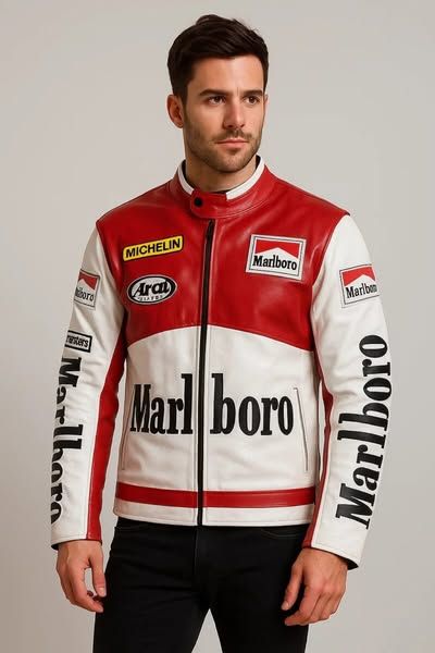 White & Red Marlboro Racing Jacket