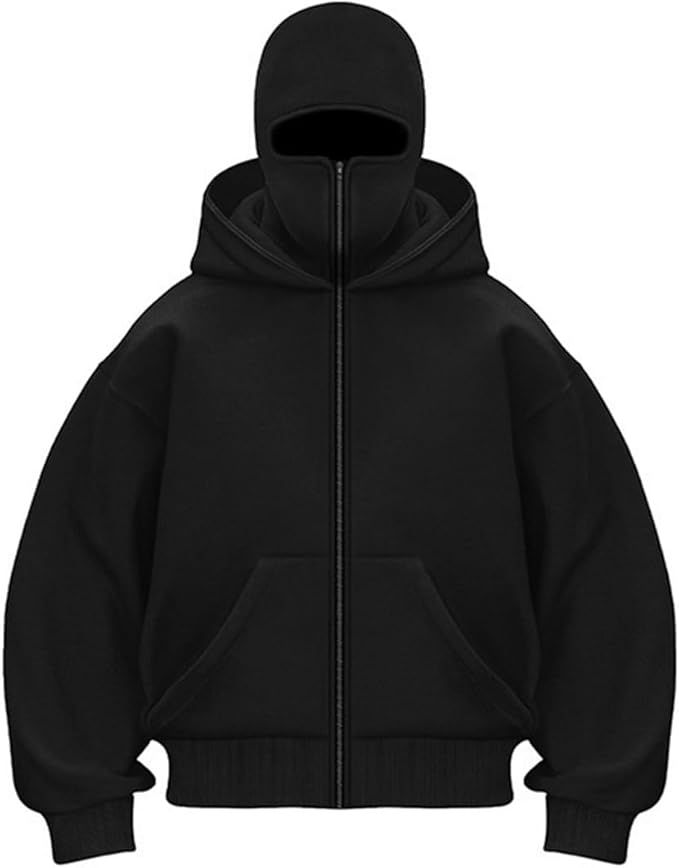 balacava leyered doubla ziplored hoodie