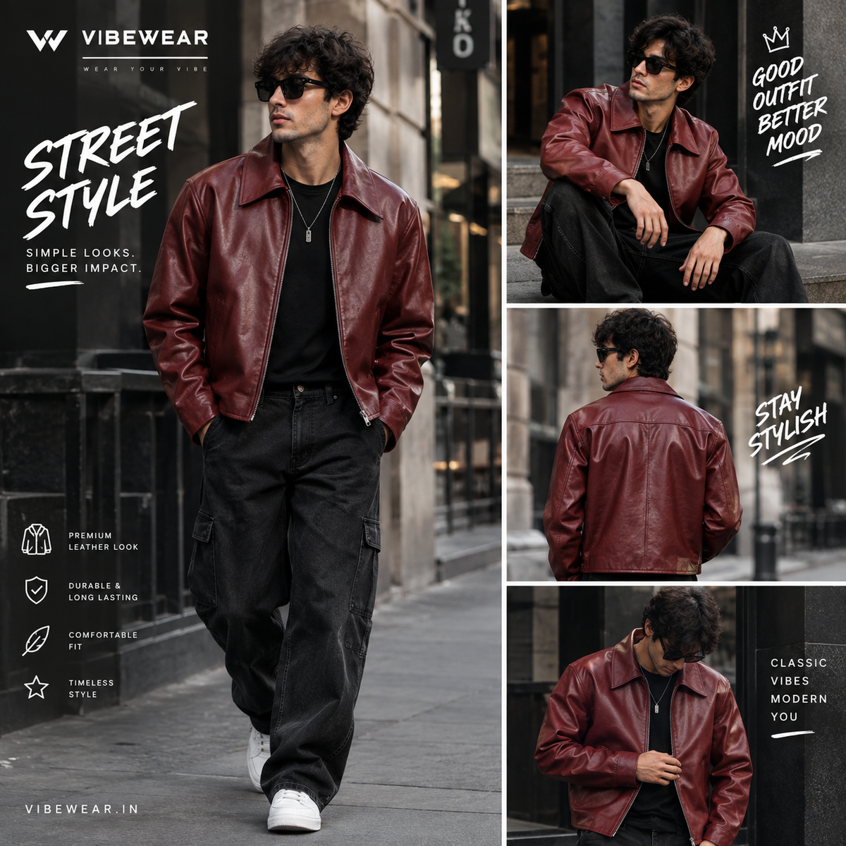Cherry Leather Jacket – Premium Classic Fit