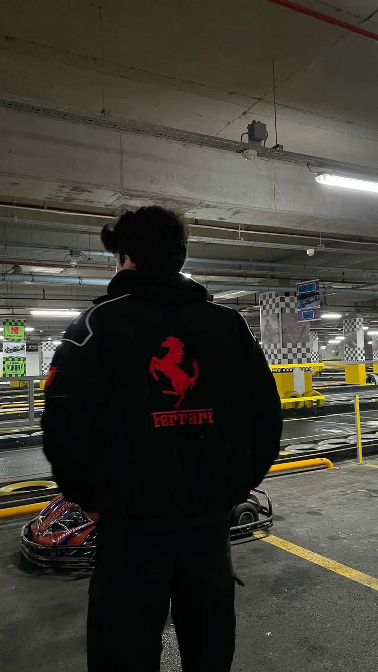 Black Ferrari Racing Leather Jacket – Premium Motorsport Style