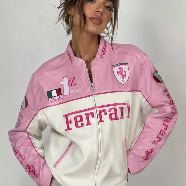 Pink Ferrari Leather Jacket